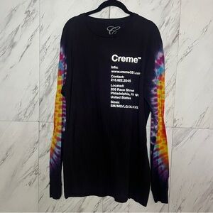 CREME PA Info Tie Dye Long Sleeve Cotton Tee Shirt SZ XL